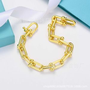 Marca originale TFF grande braccialena a cavallo grande braccialetto bianco rame placcato a 18k rosa in oro in oro cnc cingili a forma di U da uomo a forma di donna con logo