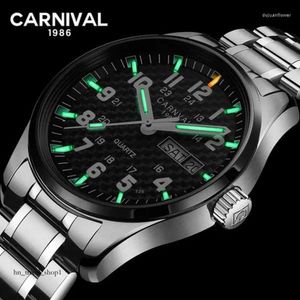 Orologi da polso Carnevale T25 Gas trizio luminoso orologio al quarzo da uomo impermeabile orologi da uomo cristallo di zaffiro orologio Relogio Masculino 564