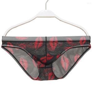 Unterhosen Herren Sexy Druck Briefs Low-Rise Bulge Pouch Höschen Männliche Atmungsaktive Mesh Camouflage Unterwäsche Schlüpfer