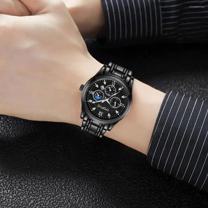 Zegarwatches Men Elegancki zegarek luksusowe chronograf księżyc faza męskie zegarki dla biznesu formalne noszenie