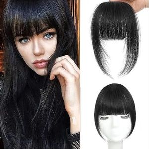 Black Human Hair Bangs OverHead Clip in Hair s Blunt Cut Natural Hair Bangs Fringe Hairpieces for Women in Air Bangs 240314