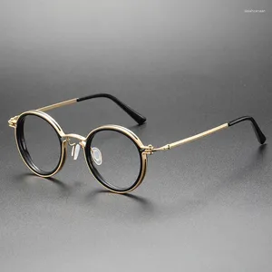 Montature per occhiali da sole Montature per occhiali rotonde in acetato di titanio fatte a mano di marca di alta qualità Occhiali da vista per miopia di lusso da donna