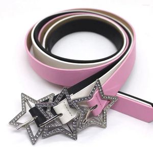Belts Accessories PU Leather Five Pointed Star Alloy Rhinestone Women Waist Belt Adjustable Waistband Corset Buckle
