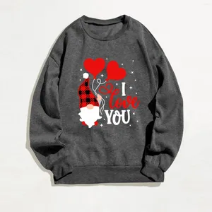 Kvinnors hoodies juniorer faller kläder valentines dag kvinnors avslappnad långärmad besättning nacke bokstav tryckt pullover huvfritt kvart zip