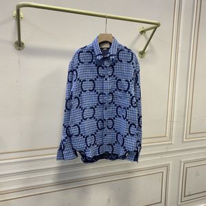 9A Camisa casual masculina camisa de grife carta tecido jacquard xadrez fino camisa de manga comprida camisa de lapela camisa de negócios de negócios de alta qualidade camisa casual de algodão