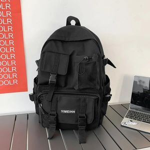 Mehrere Taschen Rucksack Männer Leinwand Einfügen Schnalle Designer Tasche Teenager Laptop Rucksäcke Student College Schule Taschen Für Frauen 240313