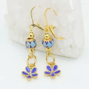 Dangle Earrings Top Selling Korea Style Fashion High Quality Drop Women Weddings Party Gifts Gold-color Cloisonne Jewelry B2593