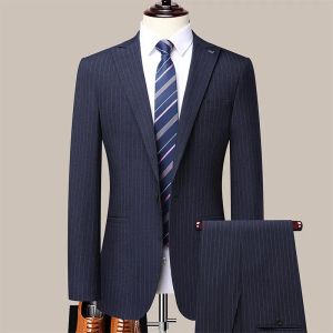 Suits High Quality (Blazer + Trousers) Men British Style Simple Casual Business Fashion Elegant Wedding Best Man Gentleman Suit 2Piece