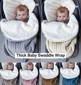 두꺼운 아기 Swaddle Wrap 니트 봉투 신생아 침낭 아기 따뜻한 늪지 담요 유아 유모차 수면 자루 발