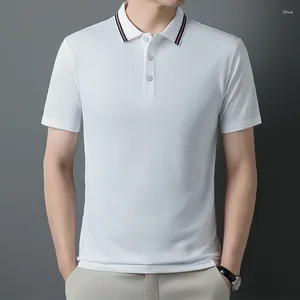 Polo da uomo Polo estiva a maniche corte in seta di ghiaccio traspirante T-shirt moda business Abbigliamento di marca Taglie forti da uomo