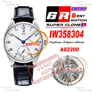 W358304 A82200 Автоматические мужские часы GRF Стальной корпус Белый циферблат Синие маркеры Черный кожаный ремешок Super Edition Reloj Hombre Puretimewatch Montre Hommes PTIW