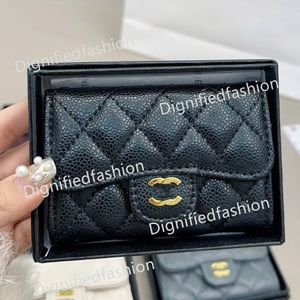 Designer purse Caviar cc Purse Women's Leather purse Credit Card Slot Caviar Sheepskin Wholesale Black Women's Small Mini purse Solid Color Pebble leather strap box