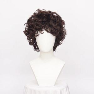 Wigs ccutoo wig Stranger Things Eneven Luca Cosplay Wig Short Dark Brown Curly Courly Cosplay Hair + Free Wig Cap