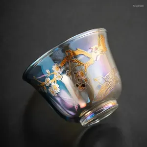 Cups Saucers Luxuriant Glass Tea Cup Thickened Heat-resistant Kung Fu Set Outline In Gold Master High-end Colorful Transparent Teacup