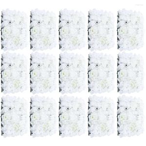 Decorative Flowers 6/9/15pcs Artificial Milky White Flower Wall Panel Silk For Wedding Party Backdrop Decor