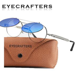 Двойные линзы, модные откидные очки в стиле стимпанк, винтажные круглые солнцезащитные очки в стиле ретро, весенние раскладушки Eyewaer8206129