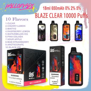 100% Original Breze Stiik Blaze BS 10000 Puff Disposable E Cigarett Vaper Bar med E-Liquid Battery Power LED-indikator Uppladdningsbar 650 mAh 18 ml 10K PULD