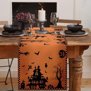 Party Dekoration Halloween Dekorationen Tischläufer Für Zuhause Kürbis Fledermaus Flagge Tuch Tischdecke Zimmer Haus Horror Scary Decor 2024