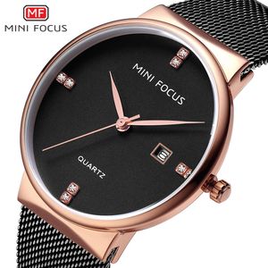 Mini Focusmen's Watch FashionJapanese Hareketi Kalendar Su Geçirmezlik Metal Mesh Strapbrand Düz 0181G