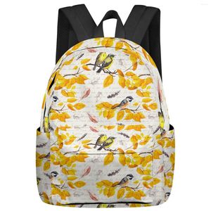 Ryggsäck Autumn Leaf Bird Women Man ryggsäckar Vattentät Multi-Pocket School for Student Boys Girls Laptop Book Pack Mochilas