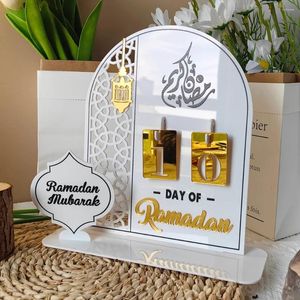 Decorazione per feste Scheda calendario acrilico Ramadan per bambini Conto alla rovescia Eid Mubarak Base in legno Ornamento da tavolo