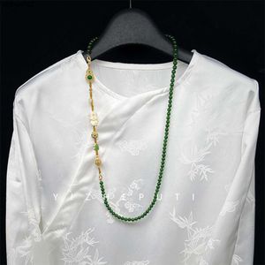 Nuova collana in stile cinese con perline rotonde di smeraldi Bracciale intrecciato staccabile multiusura per donna Gmii