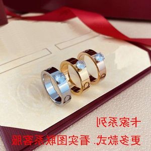 Schrauben Carter Ringe Nagelring Titanium Stahl Single Diamond Love Plattieren echte Goldverriegelung Männer Frauen farblos