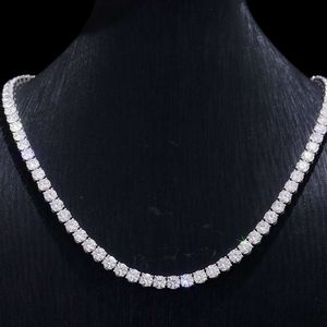 2024 Hot Sale Custom Chain 5Mm Round Moissanite Diamond Tennis Necklace Men's Party Jewelry 20 Inch