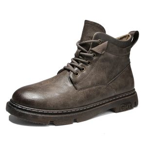 Botas outono inverno novo homem moda moda fosca camurça as botas de couro de laço de personalidade casual de alta qualidade botas masculinas h745