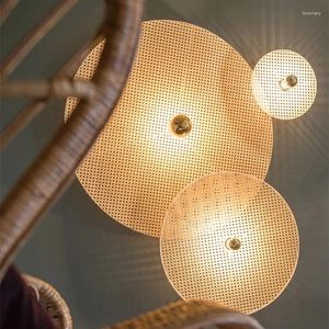 Lampa ścienna Tan Classic Japanes Bamboo aromas del campo loft ręcznie robiony rattan do domu restauracyjnego sypialnia