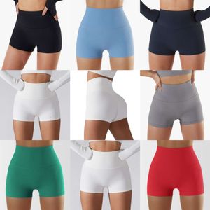 2024Aloyoga Shorts femininos de ioga de verão para exercícios de aperto abdominal e shorts de fitness, calças de ioga nuas para levantamento de nádegas, shorts esportivos slim fit de cintura alta