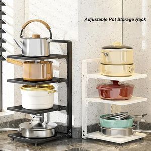 Kitchen Storage Pot Rack Adjustable Under Sink Multi-layer Free Snap-On Cover For