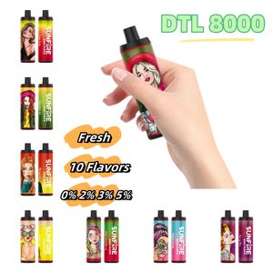 França DTL Vapes Super PUF Sunfire 8000 Puffs Disponível descartável E 18 ml Departamento de vape recarregável Big Vapor 9000 PUF PUFs 10000Puffs na Alemanha Dubai Market Market