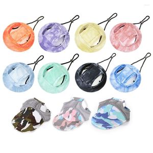 Dog Apparel Summer Hats With Ear Holes For Small Medium Dogs Cats Tie Dye Sunscreen Baseball Outdoor Adjustable Chihuahua Grooming