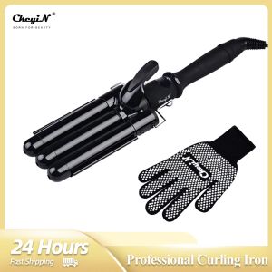 Irons Ckeyin 3 Barrels Hair Curler Professional Curling Iron Ceramic Waver Wand Curlers Rollers LCD Dispaly 25mm Hair Styling Tools