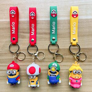 Klasik Süper Mary 3d Bebek Araba Keychain Kawaii Cartoon Frog Pudding Dog Penguin Kadın Çanta Kolye Kilit Zinciri Hediye