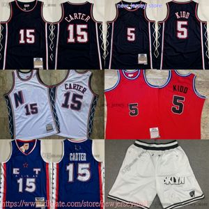 Klassische Retro-Authentische Stickerei 2006-07 Basketball 15 VinceCarter Trikot 2005 All-Star Blau Vintage Weiß Rot 5 JasonKidd Trikots Atmungsaktive Sport Hohe Qualität