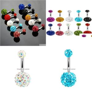 Navel Bell Button Rings Trendy Piercing Jewelry Y Crystal Disco 316L Stainless Steel Belly Body Ombligo9751966 Drop Delivery Dhjdw