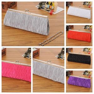 Evening Bags Multicolor Pleated Clutch Purse Fashion Cloth With Chain Dinner Bag Handbag Wallet Party