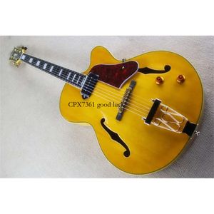 Jazz Flyoung Hollow Elektrikli Gitar Yumurta Sarı Akçaağaç Kaplama Gövdesi Gerektiğinde Değiştirilebilir