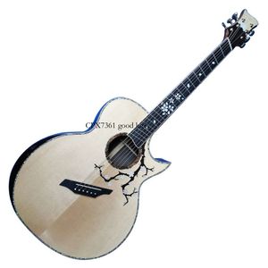 Polegada aaa superior corda de madeira maciça série flor cerejeira em forma de fã guitarra acústica frete grátis local um