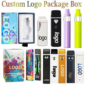 Customized Vape Pen Packaging Boxes 1ml 2ml 3ml Empty Vaporizer Pods Disposable E-cigarettes Thick Oil Carts Rechargeable 280mah Battery Custom Logo Mylar Bags