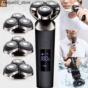 Elektriska rakare Mens Raksvaver Electric Shaver Beard Trimmer Intelligent Shaver Waterproof Shaver Head Automatisk rengöring Torr och våt Dual Shaver Q240318