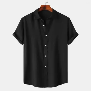 Camisas casuais masculinas manga curta camisa de verão superior elegante gola de lapela com design sem costura para confortável