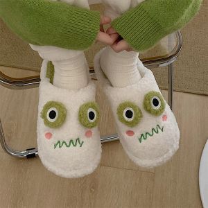 Slippers 2021 Winter Women Slipper Couples Man Women Plush Cartoon Frog Antiskid Cotton Home Slippers