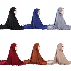 Ethnic Clothing Fashion Wear Directly Instant Hijab Arab Women Scarf Muslim Turban Islamic Khimar Ruffled Solid Elastic Long Shawls