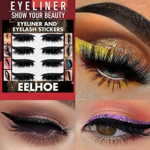 False Eyelashes Black Natural Curvature Lightweight Crossover Style Beauty Cosmetics 4 Pairs 8 Patches Glue Free Curling