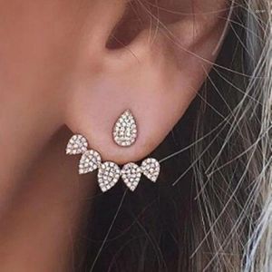 Studörhängen Korean Crystal Front Back Double Siding Earring for Women Fashion Jewelry Ear Cuff Piercing Present Present