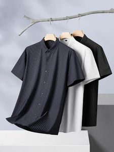 Camisas casuais masculinas camisa listrada vestido de manga curta verão oversize 6xl 7xl 8xl 10xl plus size frio fino macio masculino solto de alta qualidade