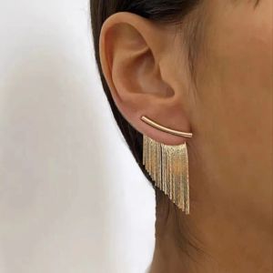 Gold Silver Tassel Earrings for Women Lady Long Statement Drop Dangle Dangling Dangly Bridal Fringe Formal Earrings for Wedding Prom Brides Vintage Jewelry Gifts